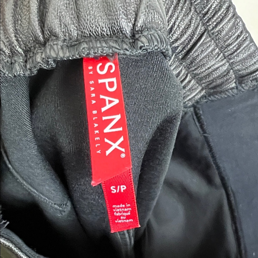 SPANX Sleek Black Faux Leather Joggers - Picture 7 of 9